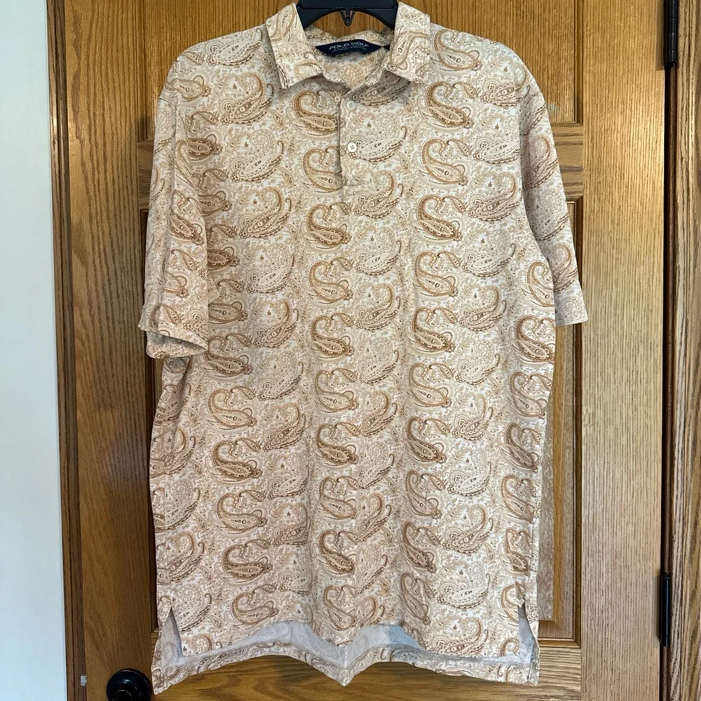 Ralph Lauren Tan Polo Shirt with Paisley Design